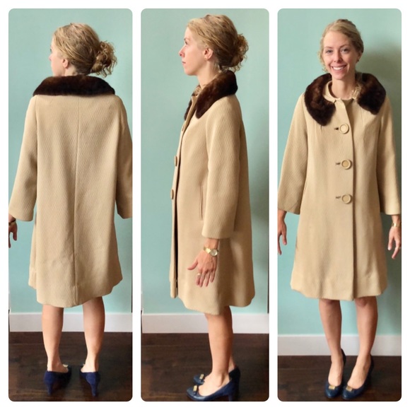 Vintage Jackets & Blazers - Vintage Swing Coat Fur Collar 🇺🇸 ILGWU produced